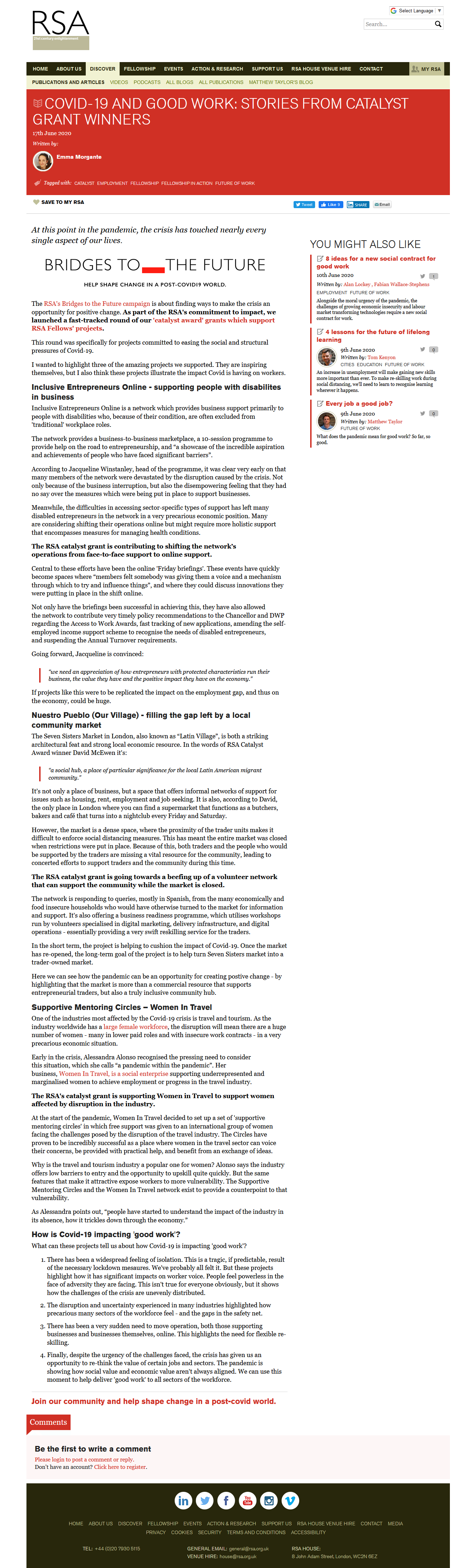  The impact of Covid 19 on good work RSA